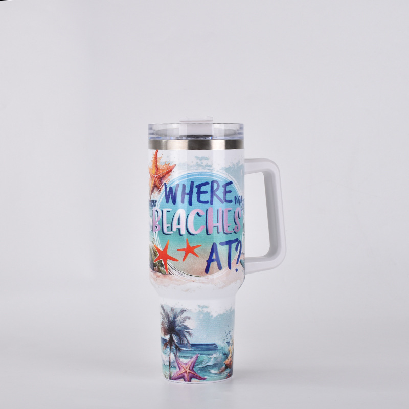 Cana termoizolantă portabilă cu mâner, interior din oțel inoxidabil 304, exterior din 201, capacitate mare 40 oz, imprimare personalizată