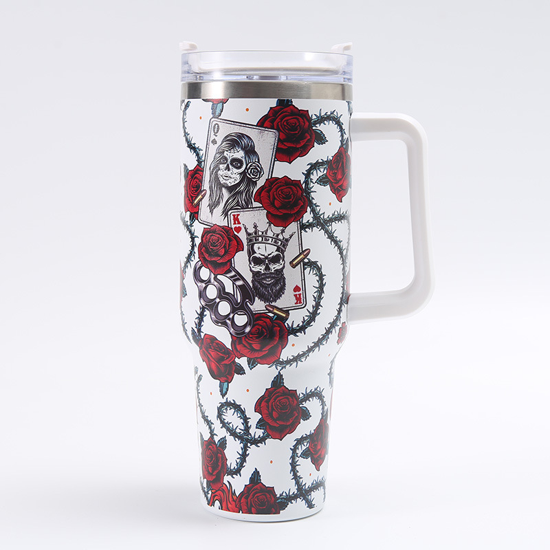 Cana termoizolantă portabilă cu mâner, interior din oțel inoxidabil 304, exterior din 201, capacitate mare 40 oz, imprimare personalizată