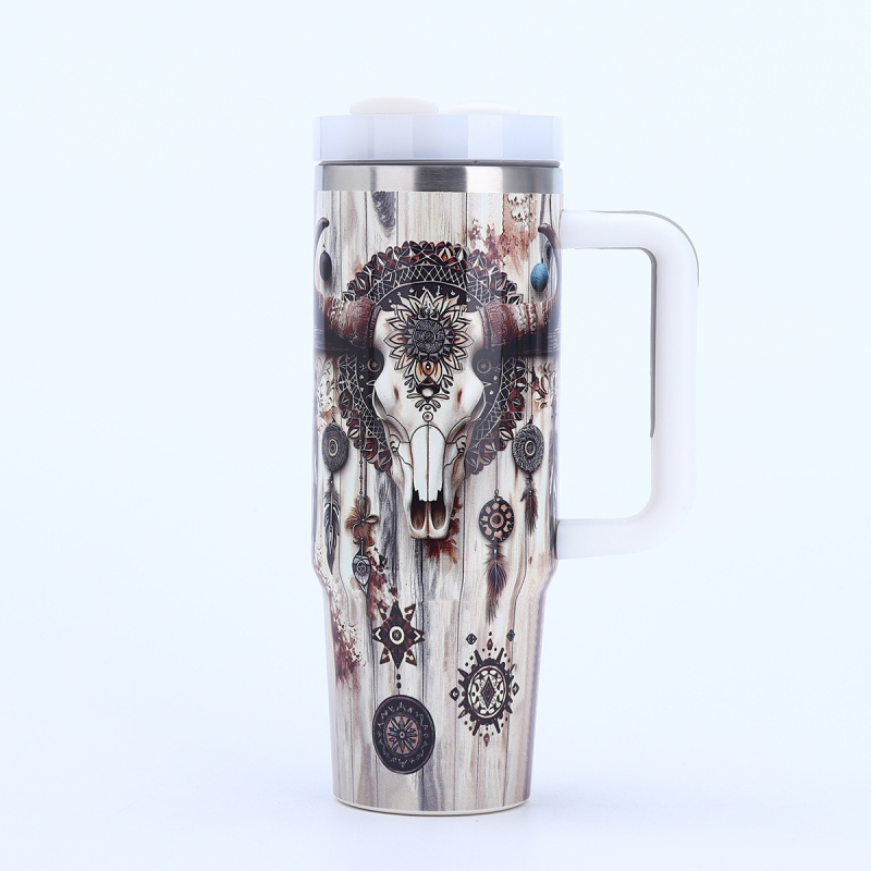 Cana termoizolantă portabilă cu mâner, interior din oțel inoxidabil 304, exterior din 201, capacitate mare 40 oz, imprimare personalizată