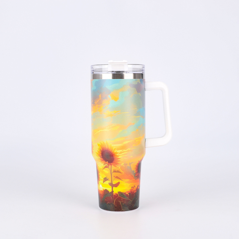 Cana termoizolantă portabilă cu mâner, interior din oțel inoxidabil 304, exterior din 201, capacitate mare 40 oz, imprimare personalizată