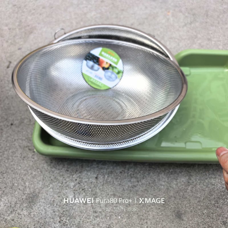 Recipient din oțel inoxidabil pentru scurgere, cu găuri mari, coș multifuncțional pentru spălat legume, strecurător de orez, coș de fructe, design modern minimalist