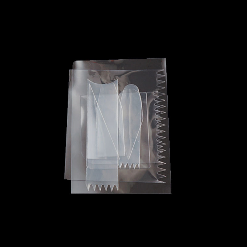 Set de 9 spatule din plastic transparent, moi, pentru netezirea cremei pe torturi, cu spatule dințate pentru decorare