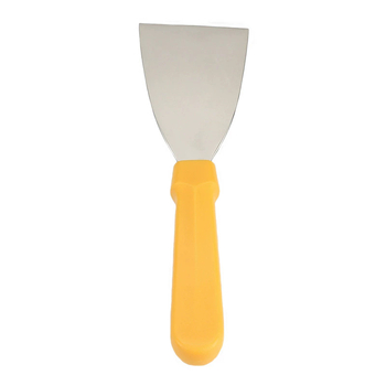 Spatula de bucătărie din oțel inoxidabil, mâner galben, pentru uz casnic; spatulă pentru ciocolată, spatulă pentru pizza, spatulă de coacere multifuncțională.