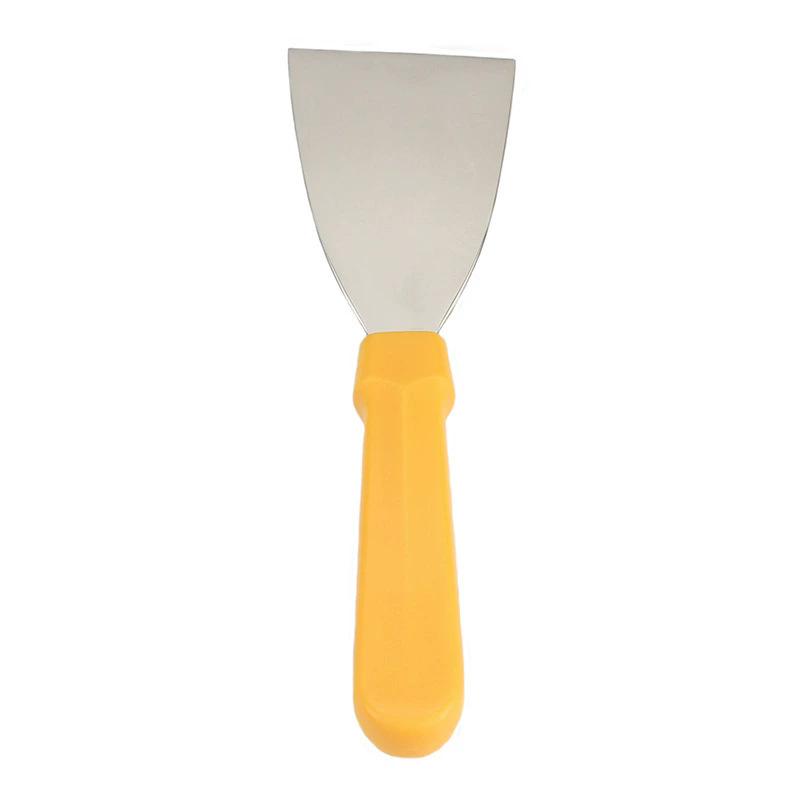 Spatula de bucătărie din oțel inoxidabil, mâner galben, pentru uz casnic; spatulă pentru ciocolată, spatulă pentru pizza, spatulă de coacere multifuncțională.