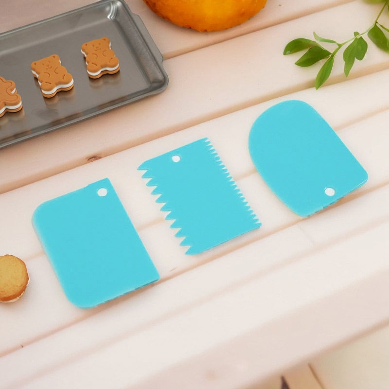 Set din trei piese, spatulă pentru cremă din plastic PP alimentar, decorare tort