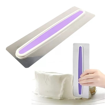 Seria W Spatulă din oțel inoxidabilă, mare, pentru fondant și cremă tort – instrument de netezire și modelare