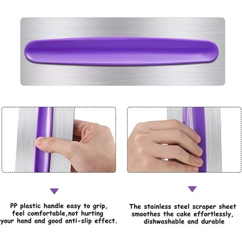 Seria W Spatulă din oțel inoxidabilă, mare, pentru fondant și cremă tort – instrument de netezire și modelare