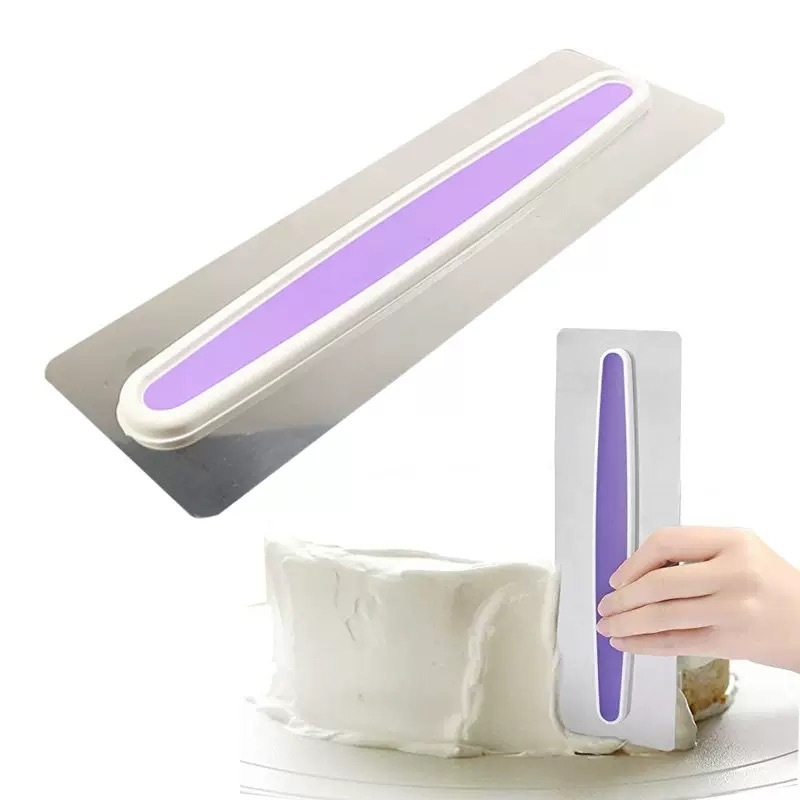 Seria W Spatulă din oțel inoxidabilă, mare, pentru fondant și cremă tort – instrument de netezire și modelare