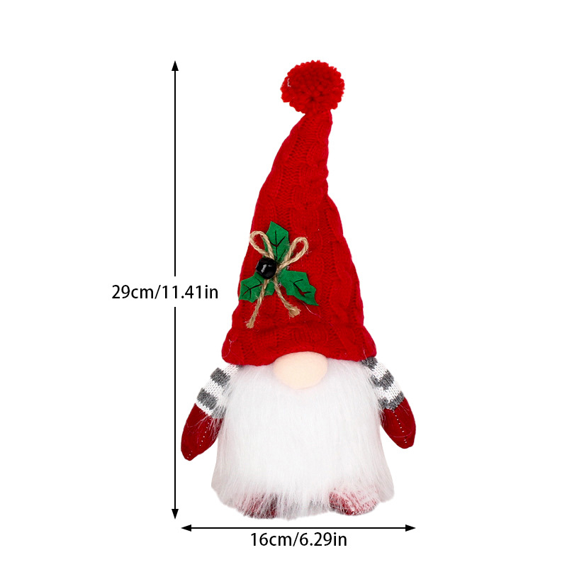 Ornament de Crăciun luminescent: gnom cu pălărie tricotată și păpușă Rudolph