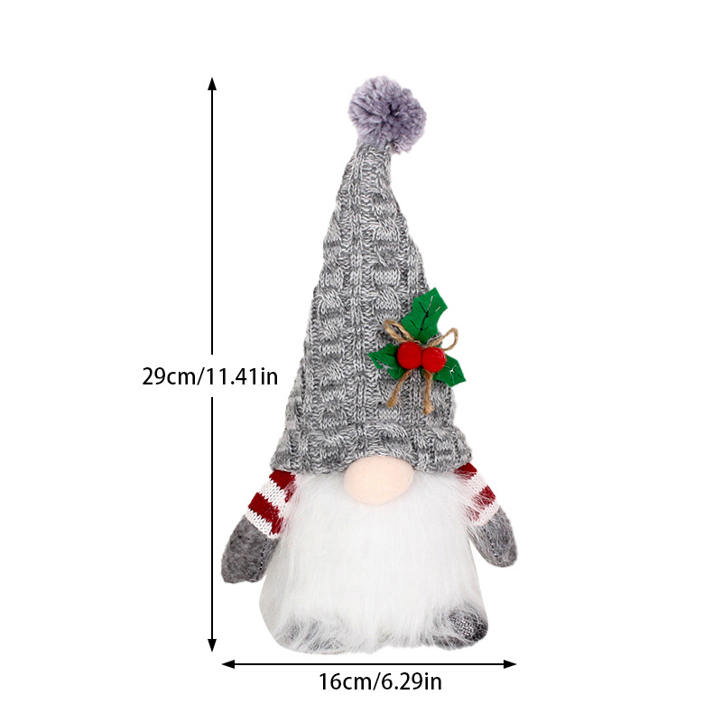 Ornament de Crăciun luminescent: gnom cu pălărie tricotată și păpușă Rudolph