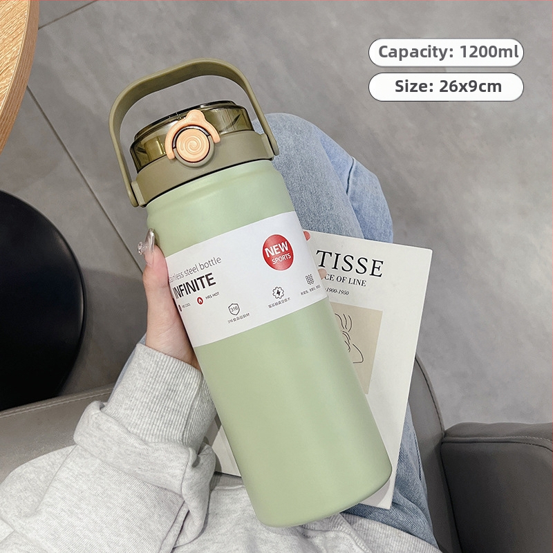 1000 ml izolovaný termos pohár, prenosný z nehrdzavejúcej ocele, vnútro 316, vonkajší 304, minimalistický rovný dizajn, udržiava teplotu 12–24 hodín