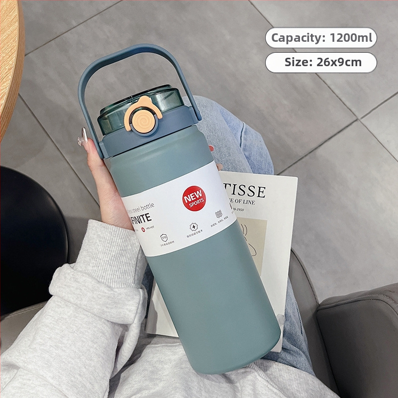 1000 ml izolovaný termos pohár, prenosný z nehrdzavejúcej ocele, vnútro 316, vonkajší 304, minimalistický rovný dizajn, udržiava teplotu 12–24 hodín