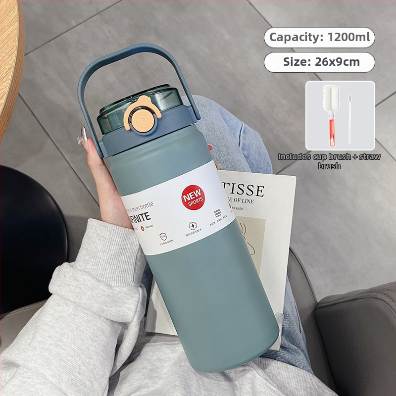 1000 ml izolovaný termos pohár, prenosný z nehrdzavejúcej ocele, vnútro 316, vonkajší 304, minimalistický rovný dizajn, udržiava teplotu 12–24 hodín
