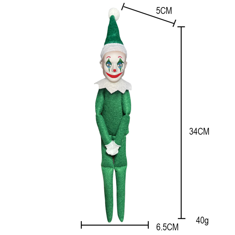 Figurină de Crăciun cu elf și clovn de Halloween – decor creativ de Crăciun