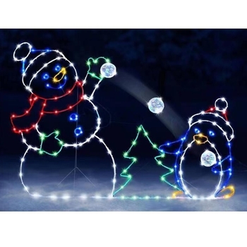 Ornamente de grădină din fier pentru Crăciun: om de zăpadă, brad de Crăciun și pinguin