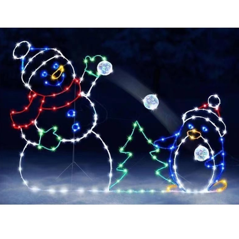 Ornamente de grădină din fier pentru Crăciun: om de zăpadă, brad de Crăciun și pinguin