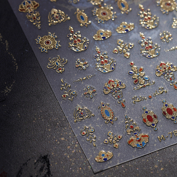 Nokti naljepnice s emajl uzorkom u retro dvorskom stilu, M788, novi kineski stil s motivom sretnog oblaka
