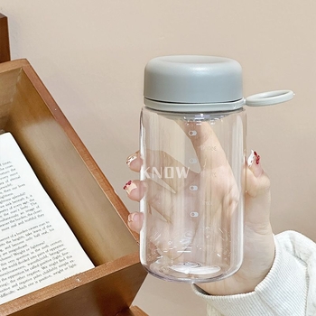 Pahar transparent din plastic pentru apă și ceai, portabil, minimalist, pentru fete și studente