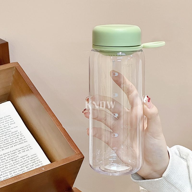Pahar transparent din plastic pentru apă și ceai, portabil, minimalist, pentru fete și studente
