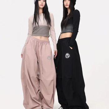 Ženske široke hlače od chenille s elastanom, prozračne, gradski hip-hop stil