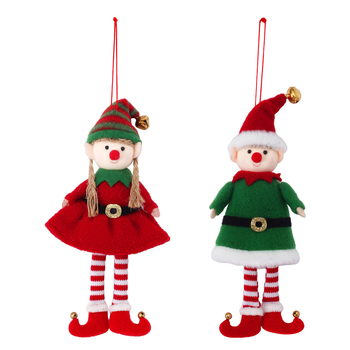 Ornament pentru brad de Crăciun – păpușă elf, stil drăguț
