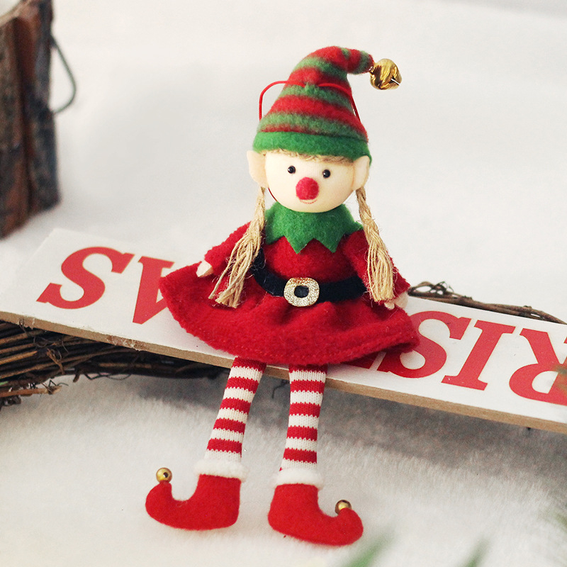 Ornament pentru brad de Crăciun – păpușă elf, stil drăguț