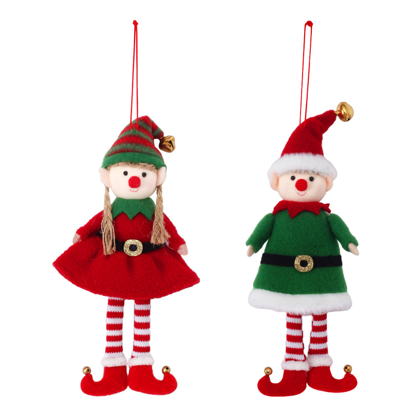 Ornament pentru brad de Crăciun – păpușă elf, stil drăguț