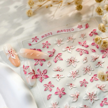 KX-475 3D reljefne naljepnice za nokte s gel prahom White Ice Flower – zajednička serija KX