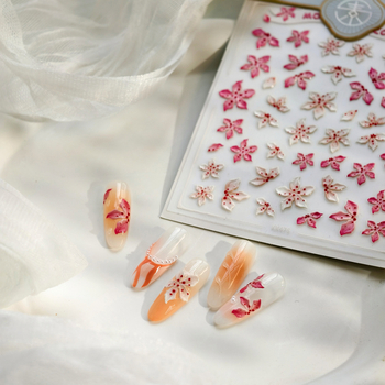 KX-475 3D reljefne naljepnice za nokte s gel prahom White Ice Flower – zajednička serija KX
