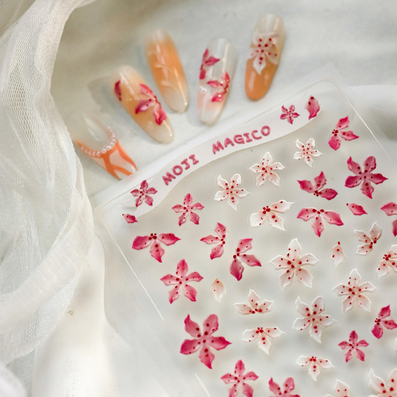 KX-475 3D reljefne naljepnice za nokte s gel prahom White Ice Flower – zajednička serija KX