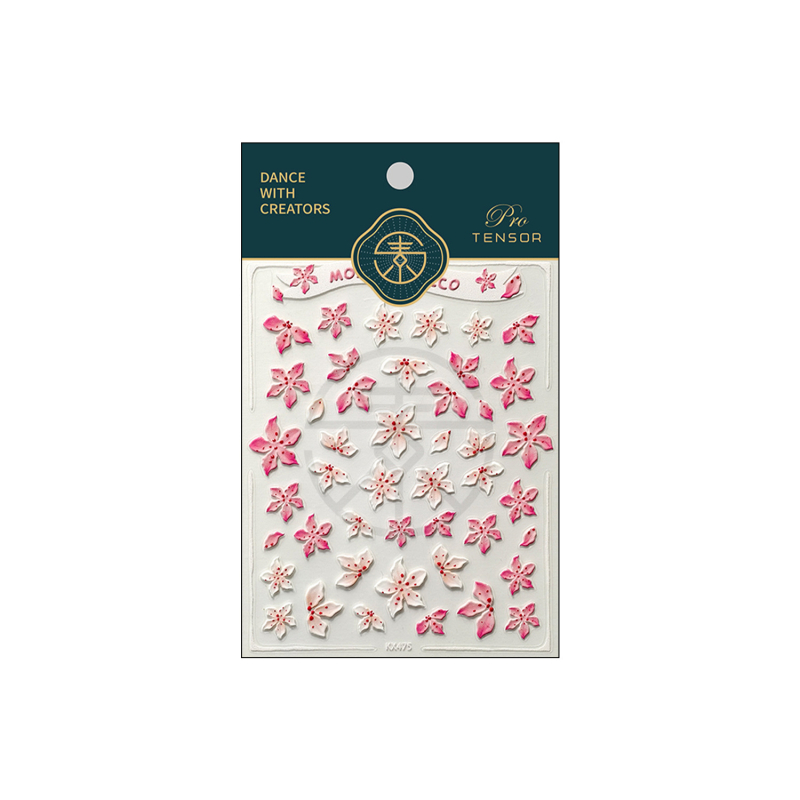 KX-475 3D reljefne naljepnice za nokte s gel prahom White Ice Flower – zajednička serija KX