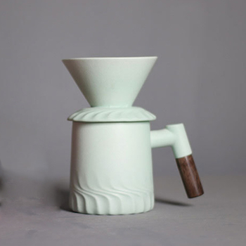 Set ceramic pentru cafea V60 cu filtru, fierbător pour-over și ceașcă de separare a ceaiului