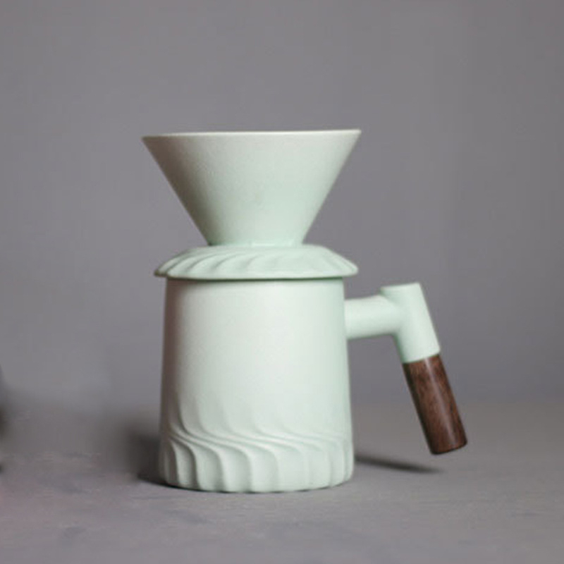 Set ceramic pentru cafea V60 cu filtru, fierbător pour-over și ceașcă de separare a ceaiului