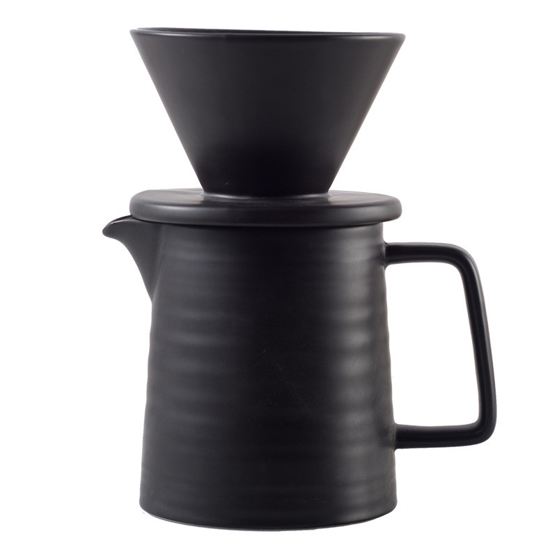 Set ceramic pentru cafea V60 cu filtru, fierbător pour-over și ceașcă de separare a ceaiului