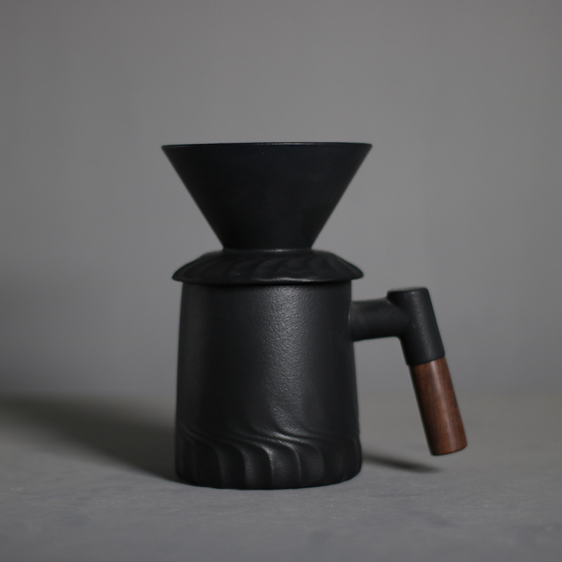 Set ceramic pentru cafea V60 cu filtru, fierbător pour-over și ceașcă de separare a ceaiului