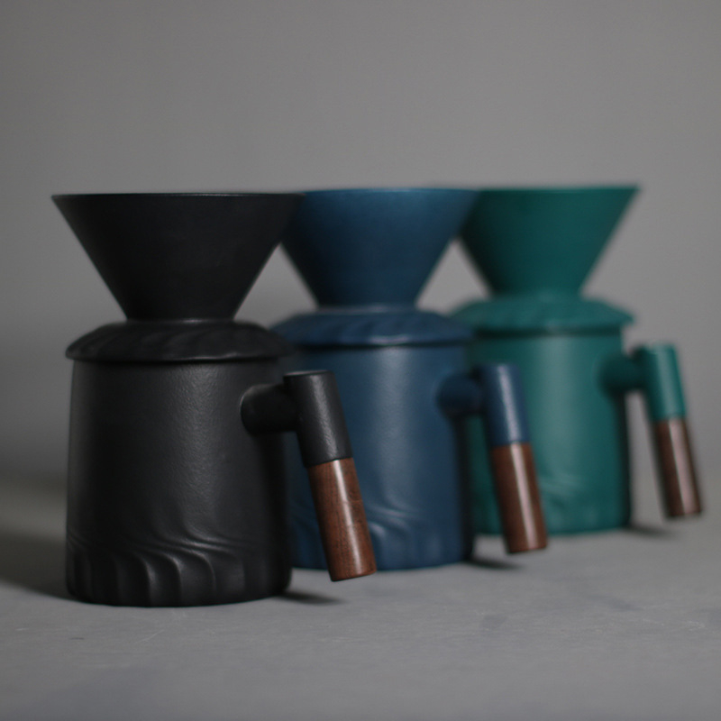 Set ceramic pentru cafea V60 cu filtru, fierbător pour-over și ceașcă de separare a ceaiului