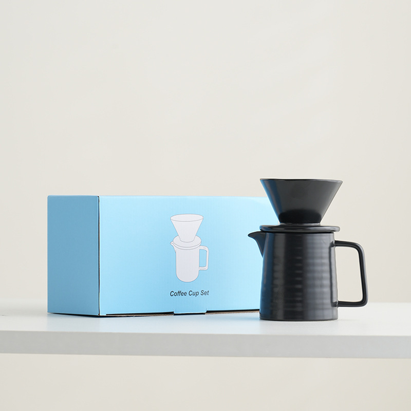 Set ceramic pentru cafea V60 cu filtru, fierbător pour-over și ceașcă de separare a ceaiului