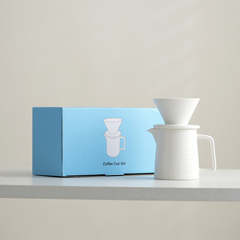 Set ceramic pentru cafea V60 cu filtru, fierbător pour-over și ceașcă de separare a ceaiului