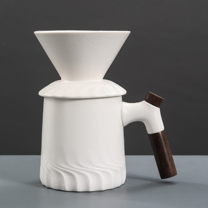 Set ceramic pentru cafea V60 cu filtru, fierbător pour-over și ceașcă de separare a ceaiului