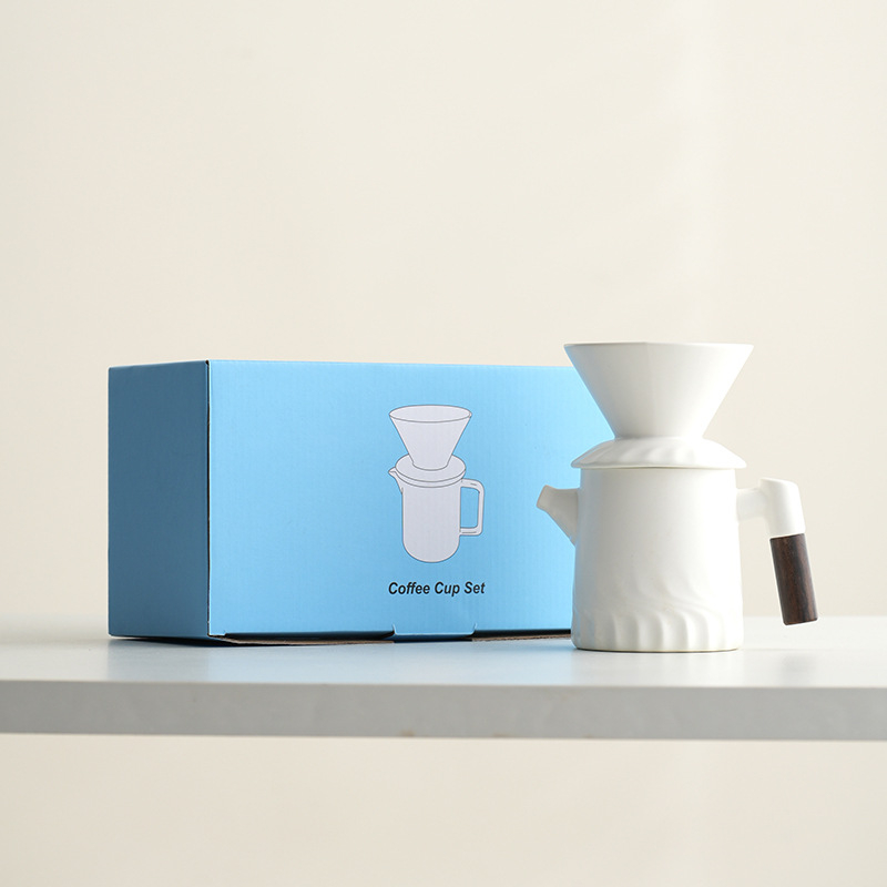 Set ceramic pentru cafea V60 cu filtru, fierbător pour-over și ceașcă de separare a ceaiului