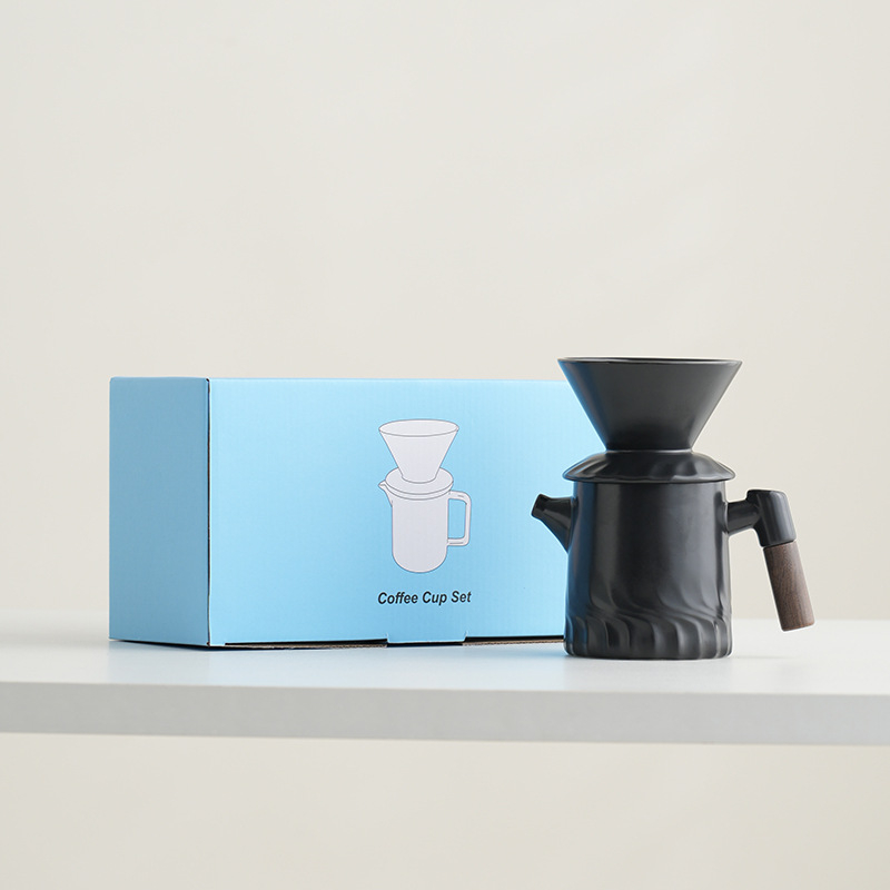 Set ceramic pentru cafea V60 cu filtru, fierbător pour-over și ceașcă de separare a ceaiului