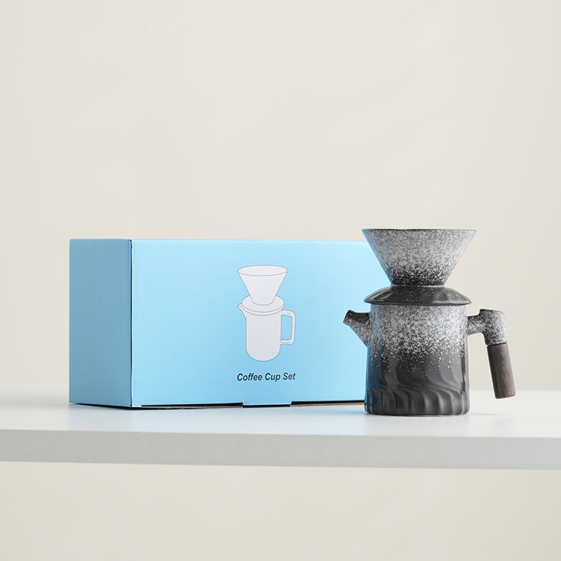 Set ceramic pentru cafea V60 cu filtru, fierbător pour-over și ceașcă de separare a ceaiului
