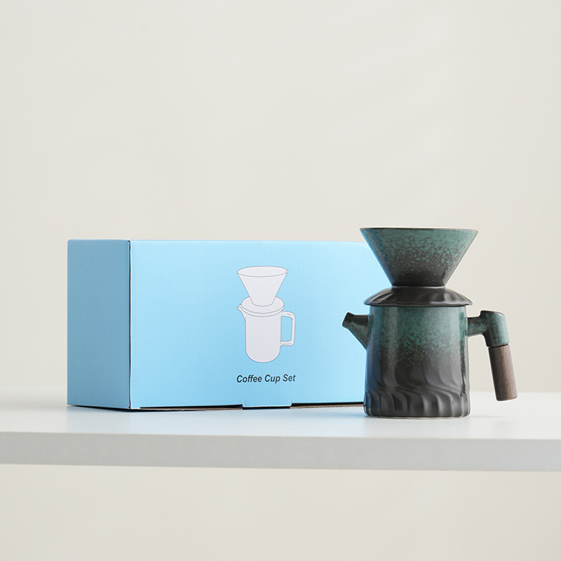 Set ceramic pentru cafea V60 cu filtru, fierbător pour-over și ceașcă de separare a ceaiului