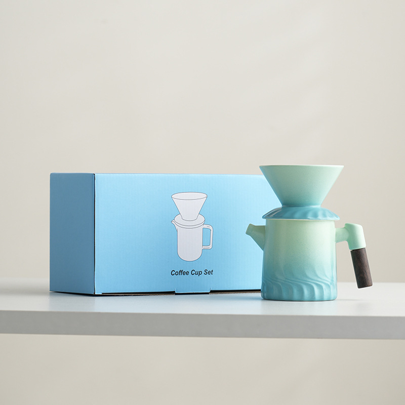 Set ceramic pentru cafea V60 cu filtru, fierbător pour-over și ceașcă de separare a ceaiului