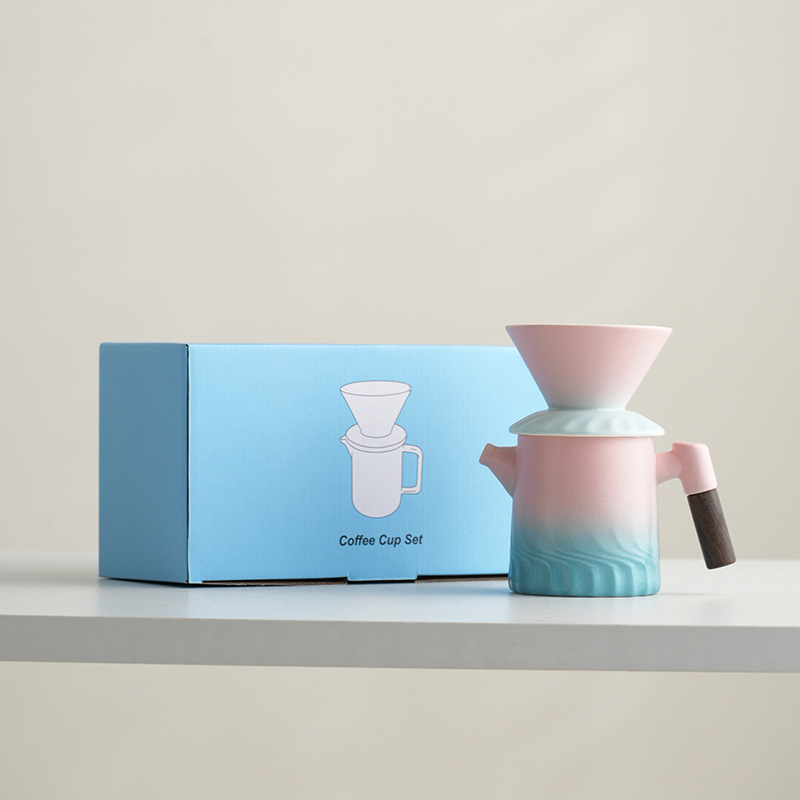 Set ceramic pentru cafea V60 cu filtru, fierbător pour-over și ceașcă de separare a ceaiului