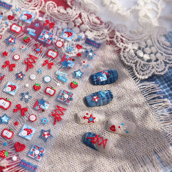 3D naljepnice za nokte – denimski kauboj, crtani dizajn TS-4147