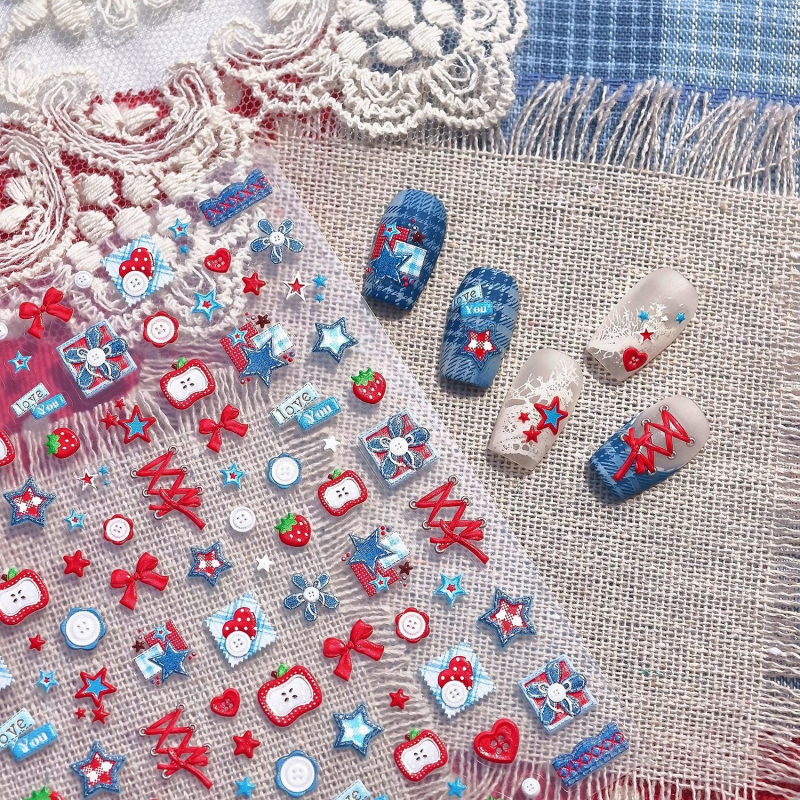 3D naljepnice za nokte – denimski kauboj, crtani dizajn TS-4147
