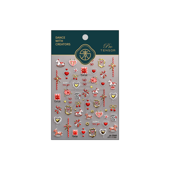 Nail stickers M1340: slatke zlatne ponije sa srcem i vatrometom