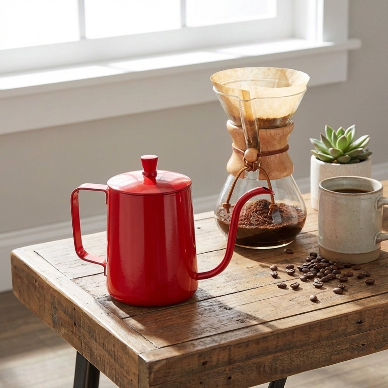 Ceainic pour-over din oțel inoxidabil 304, gură îngustă, control precis al apei pentru cafea filtrată, portabil pentru uz casnic