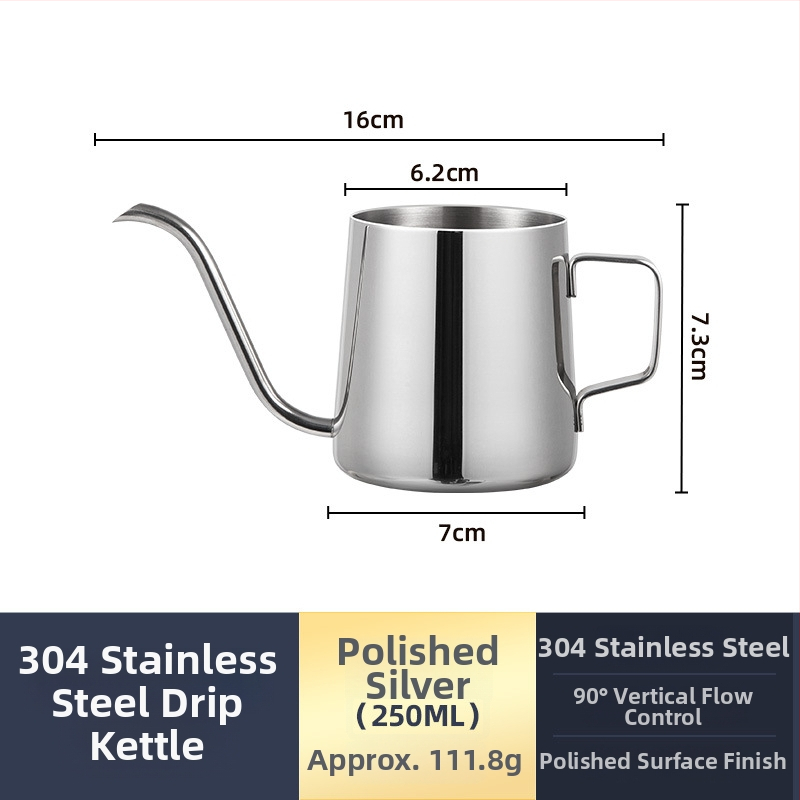 Ceainic pour-over din oțel inoxidabil 304, gură îngustă, control precis al apei pentru cafea filtrată, portabil pentru uz casnic